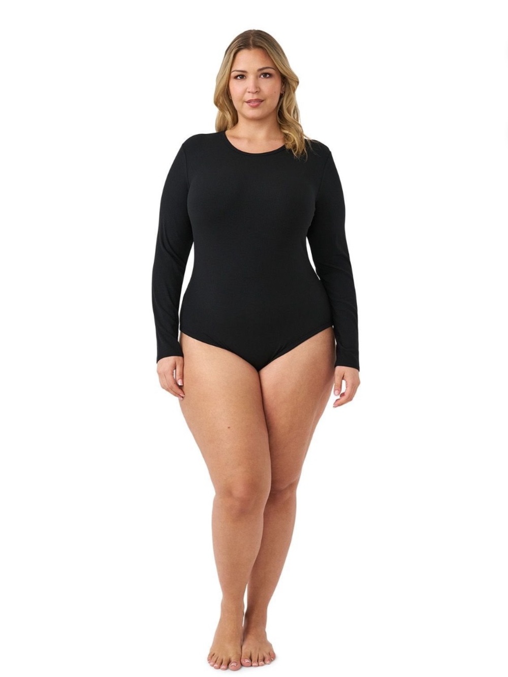 Edited x Hunter McGrady long-sleeve bodysuit classic crew neck black size 1x - Picture 4 of 9
